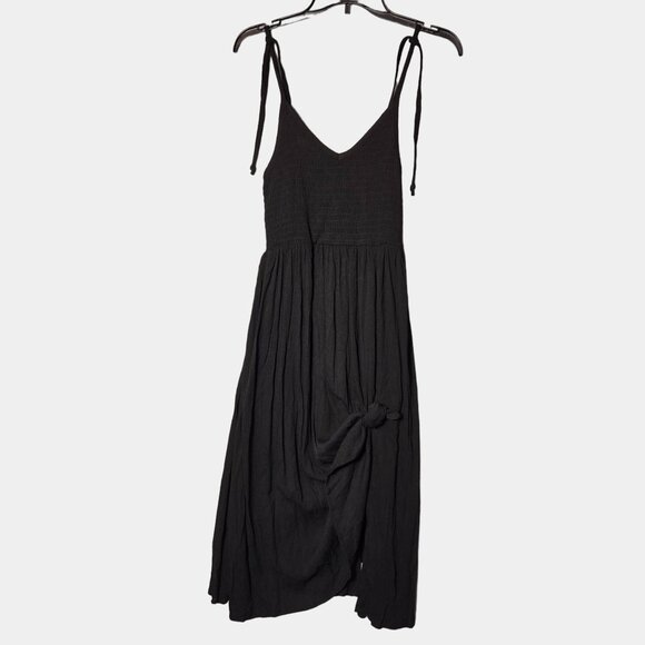 Miken Juniors Smocked Midi Dress Swim Cover-up Black Size M NWT - Picture 3 of 9